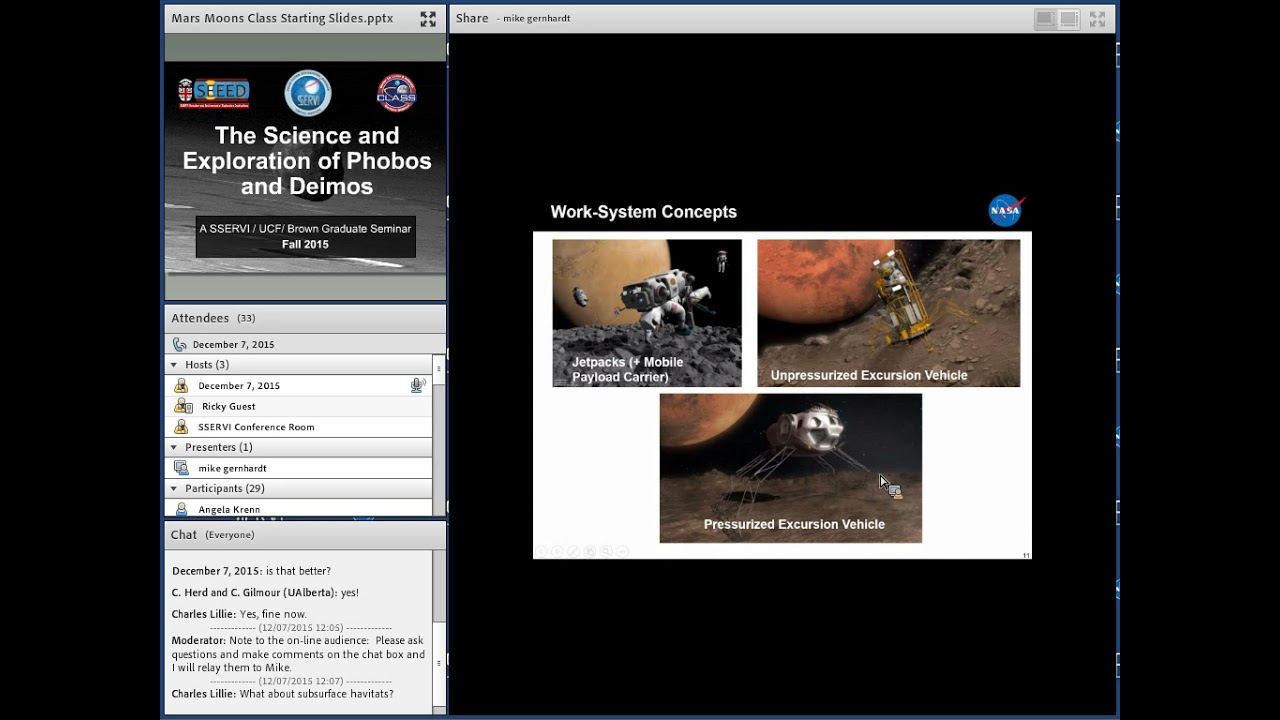 Dec 7, 2015: Phobos as an Exploration Destination and Base for Mars Exploration; M. Gernhardt