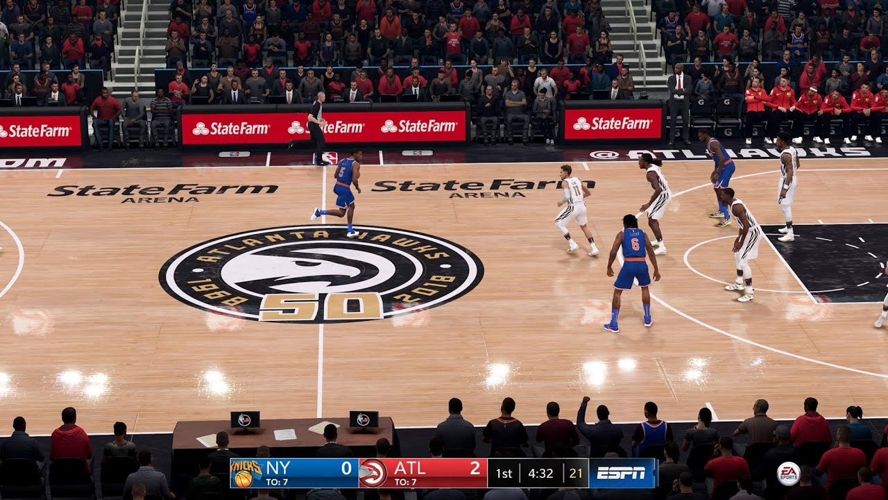 NBA LIVE 19 NEW PATCH 1.20! New York Knicks vs Atlanta Hawks - CPU SIM Full Game PS4 PRO - HD