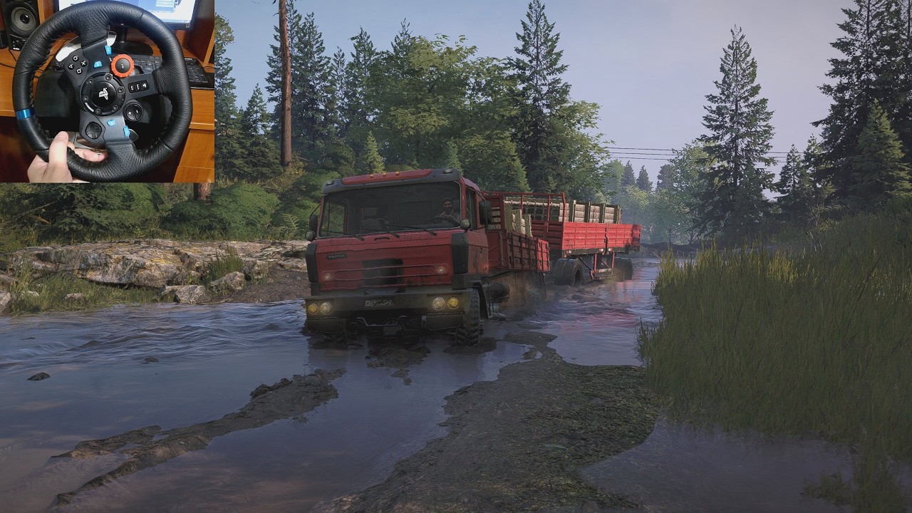Tatra P815CK Hauling Steel with Trailer | SnowRunner | Logitech G29