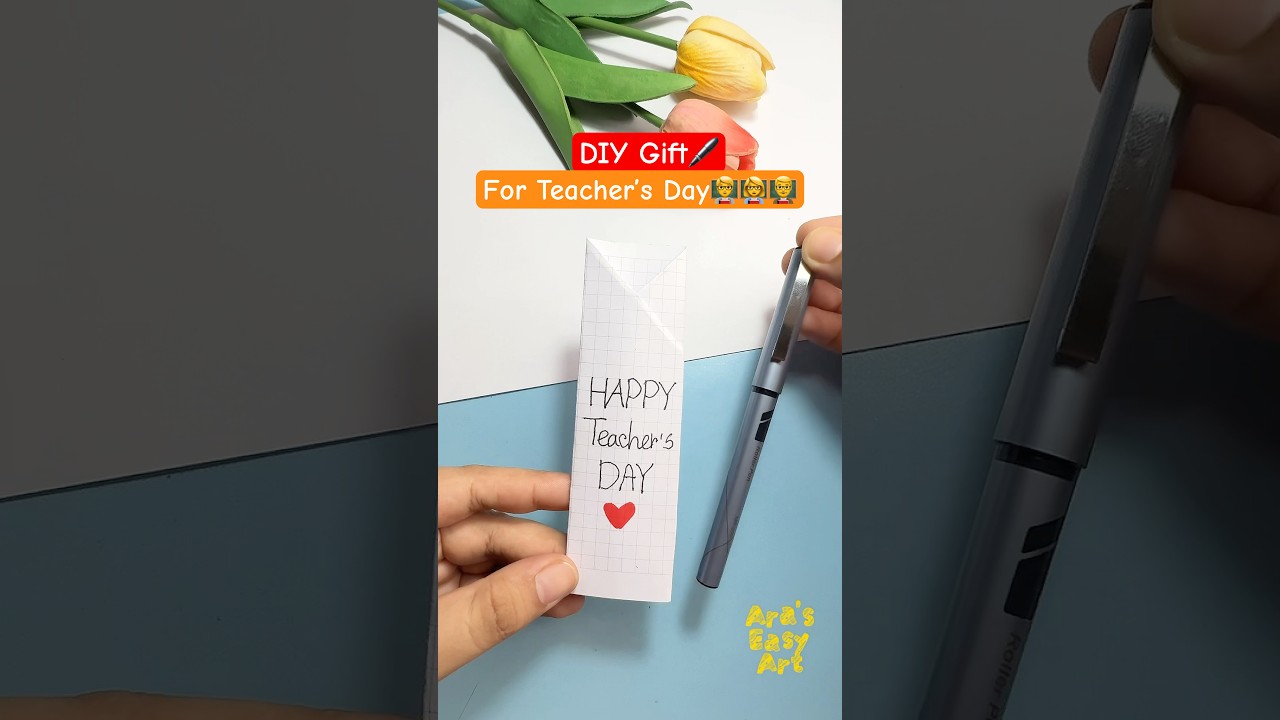 Easy & Simple DIY Origami Teacher's Day Pen Gift idea @ArasEasyArt #diy #gift #viral #ytshorts
