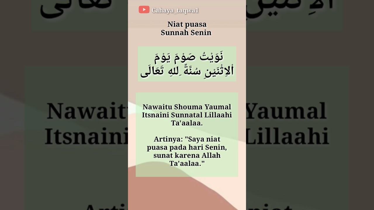 Niat puasa Sunnah senin