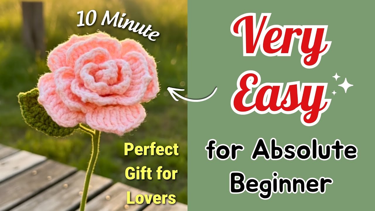 Rose Flower Crochet for Beginner 🌹 | Flower Gift for Lovers