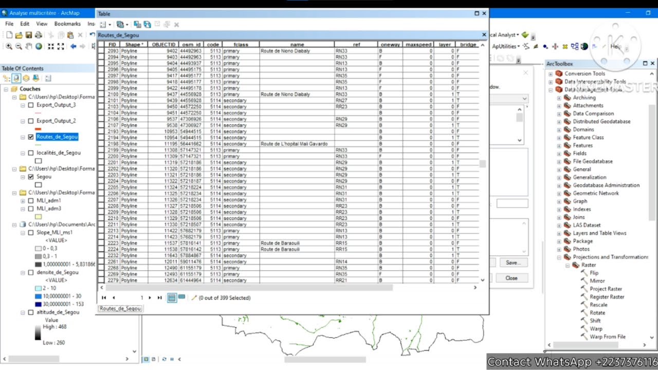 modifier ou supprimer dans la database ArcGIS