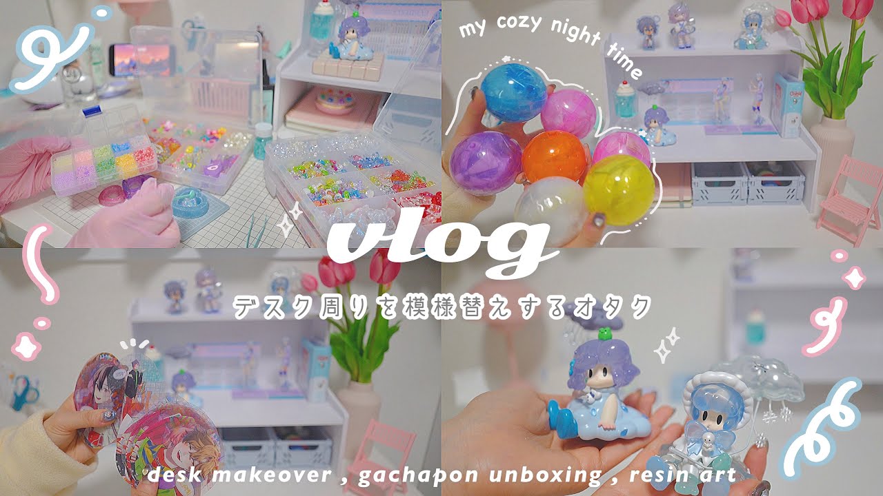 Desk makeover📛aesthetic cute setup from 22:00⏱my sweet room with SHEIN shopee items, anime goods