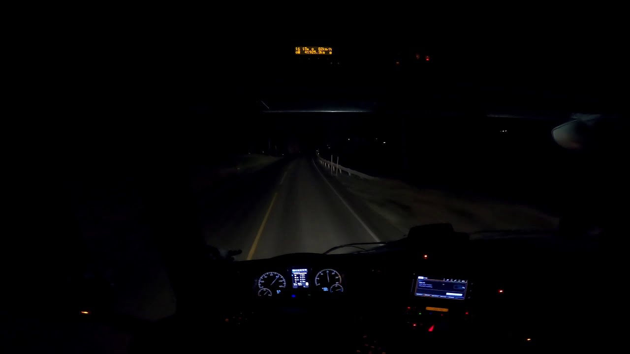 POV Truck Driving at Night (Mercedes Actros)