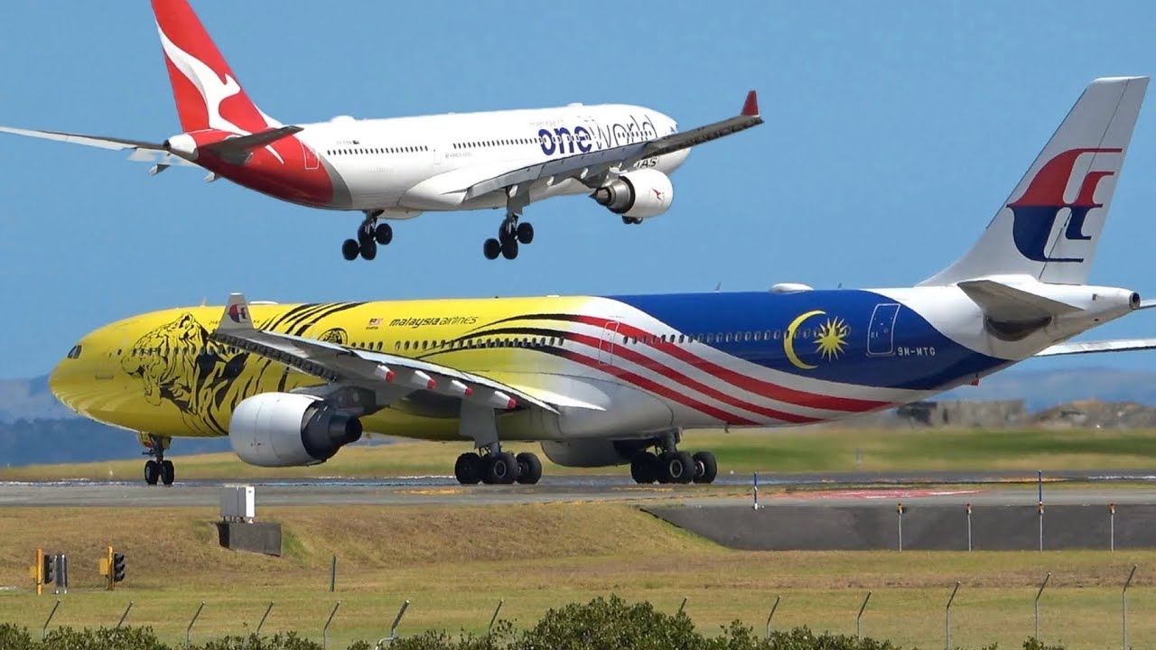 🇳🇿 Auckland Airport (AKL) Plane Spotting,  New Zealand  / Takeoffs and landings (Runway 23L)