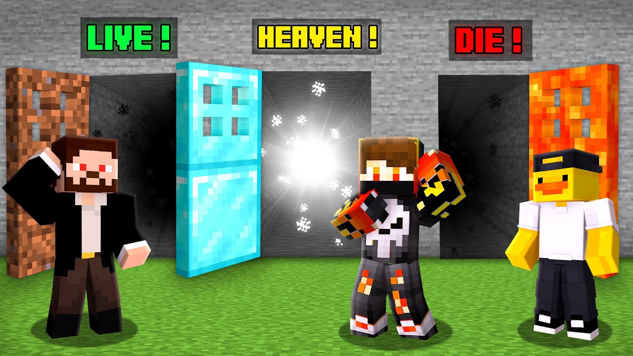 DON'T CHOOSE THE WRONG DOOR OR DIE IN MINECRAFT !!