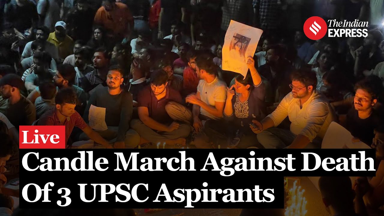 Live: Students Hold Candle March in Old Rajinder Nagar for Deceased UPSC Aspirants