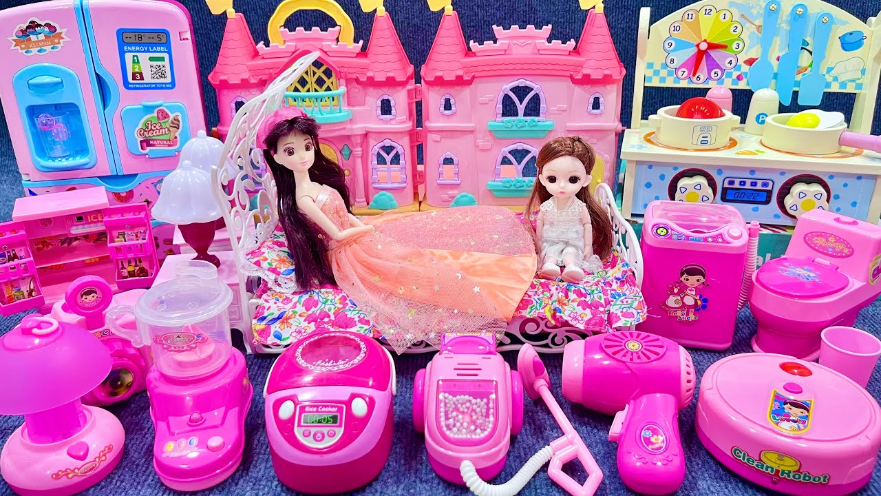 12 Minutes Satisfying with Unboxing Pink Barbie Doll Bedroom,Kitchen Collection Review Toys | ASMR
