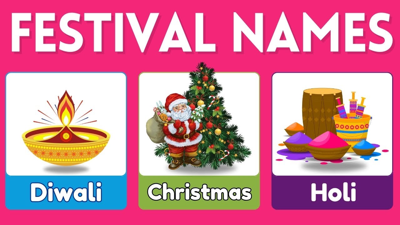 Festivals Name in English 🌍 | World & Indian Festivals for Kids