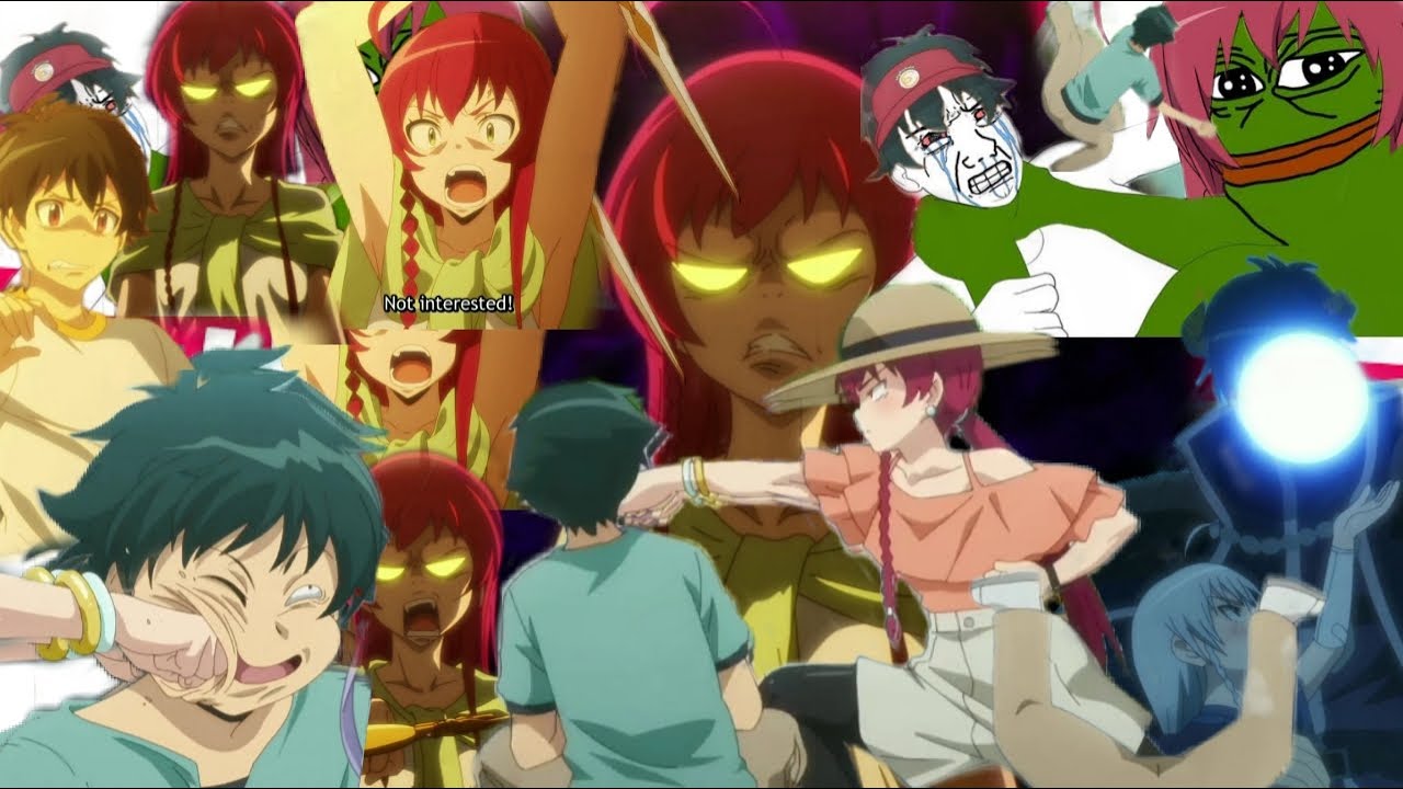 Emi bullying Maou. (Hataraku Mao-sama S2)