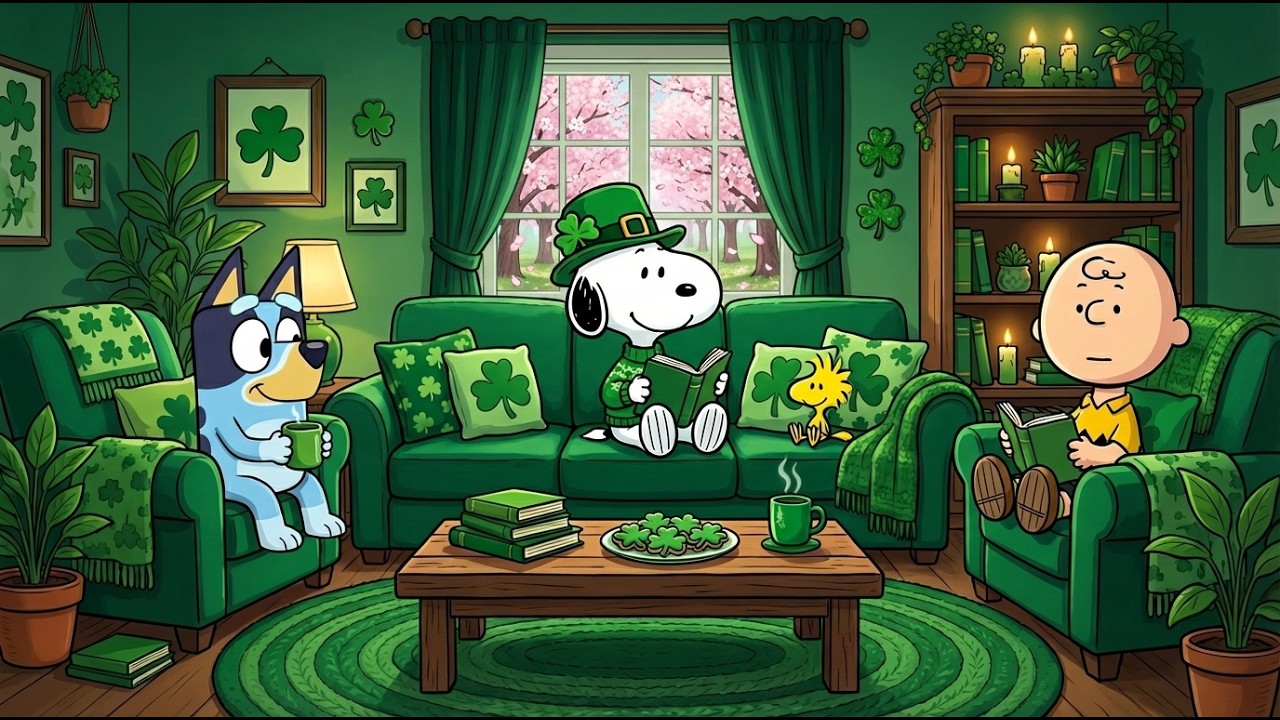 Snoopy & Bluey St. Patrick’s Day Green Room 🍀 Chill Lofi Beats for Study & Focus 📚 Lucky Evening