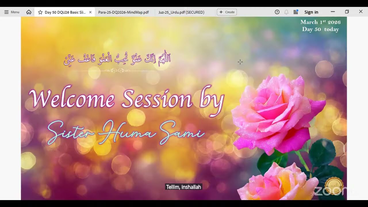 Day 50 March 1st Tahfidth & Juz 25 Second Half al Quranu Rabi'u Qalbi By Dr. Farhat Hashmi