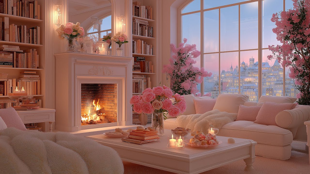 Relaxing Piano & Crackling Fireplace 🎹 Living Room Ambience for Sleep, Focus & Inner Peace
