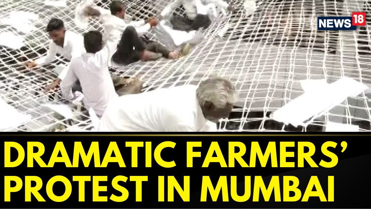 Maharashtra News | Dramatic Protest By farmers At Government Headquaters In Mumbai | News18
