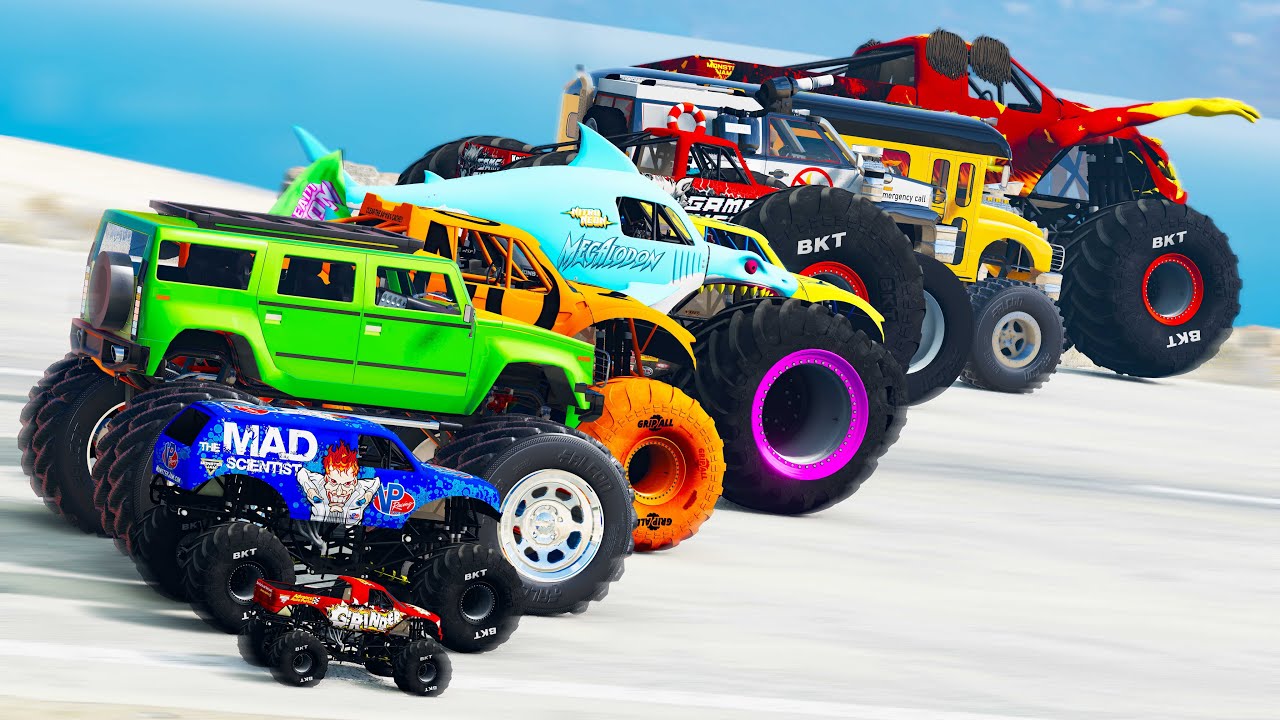 Monster Truck Mass Battle #:2 From Tiny to Giant! - Beamng drive