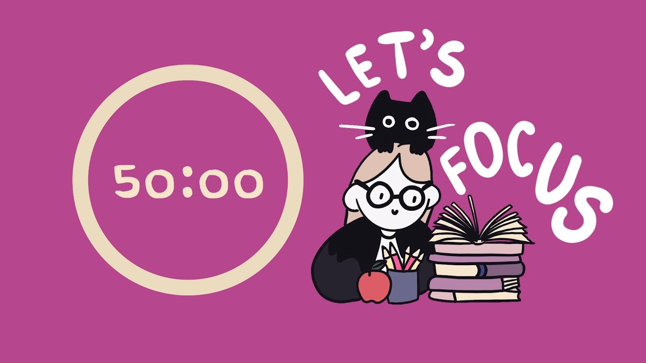 Library Ambience Pomodoro 4x50min | ADHD | Let's get focused! ♡