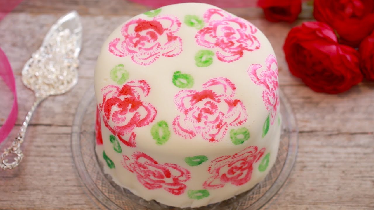 Celery Stamp Rose Painted Cake - Gemma's Bigger Bolder Baking Ep. 122