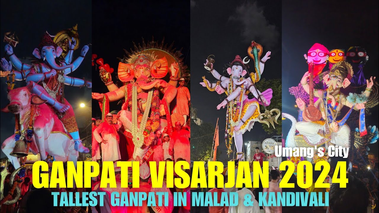 Ganpati Visarjan 2024✨️ | Famous Pandal In Kandivali & Malad | Tallest Ganpati | UmangSCity 💫