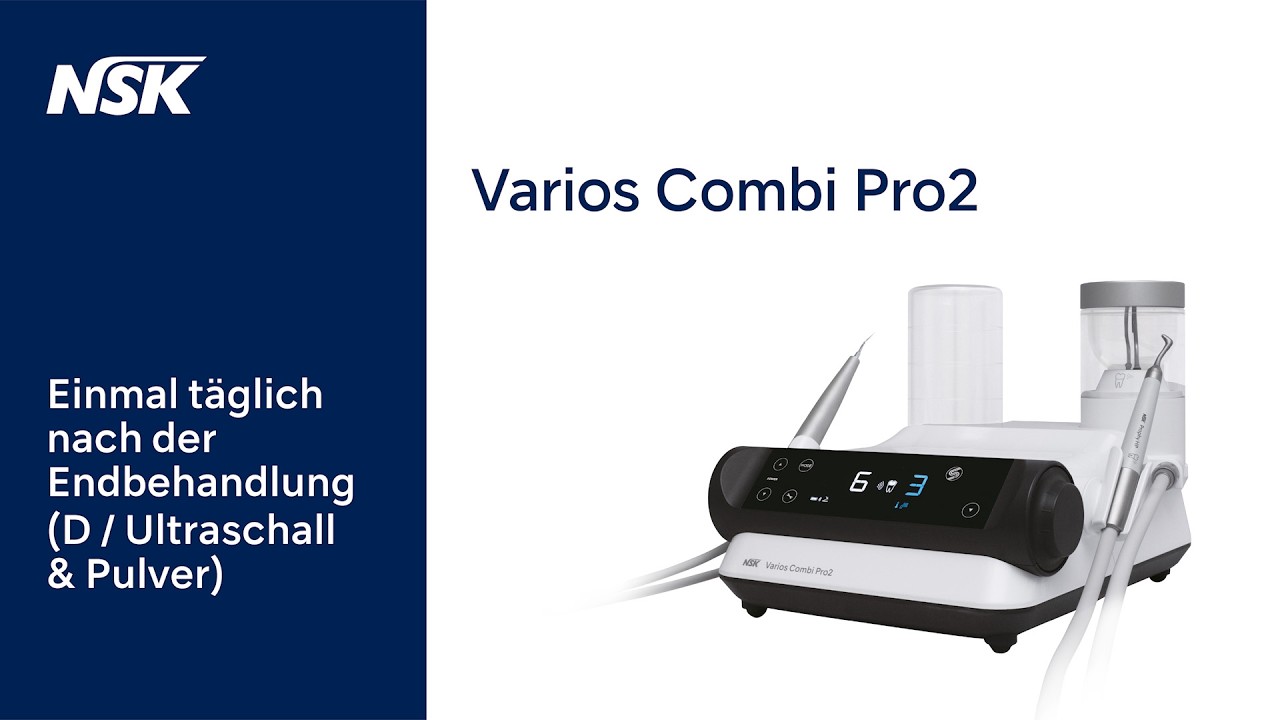 Varios Combi Pro2: Tutorial: Einmal täglich nach der Endbehandlung (D / Ultraschall & Pulver)