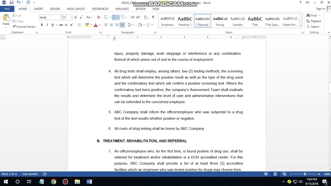 How to accomplish Drug FREE Workplace policy and Program