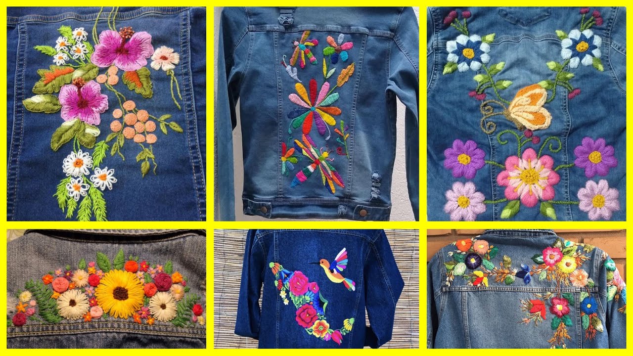 Back neck embroidery designs for denim jackets / shirts | denim embroidery ideas  #handembroidery