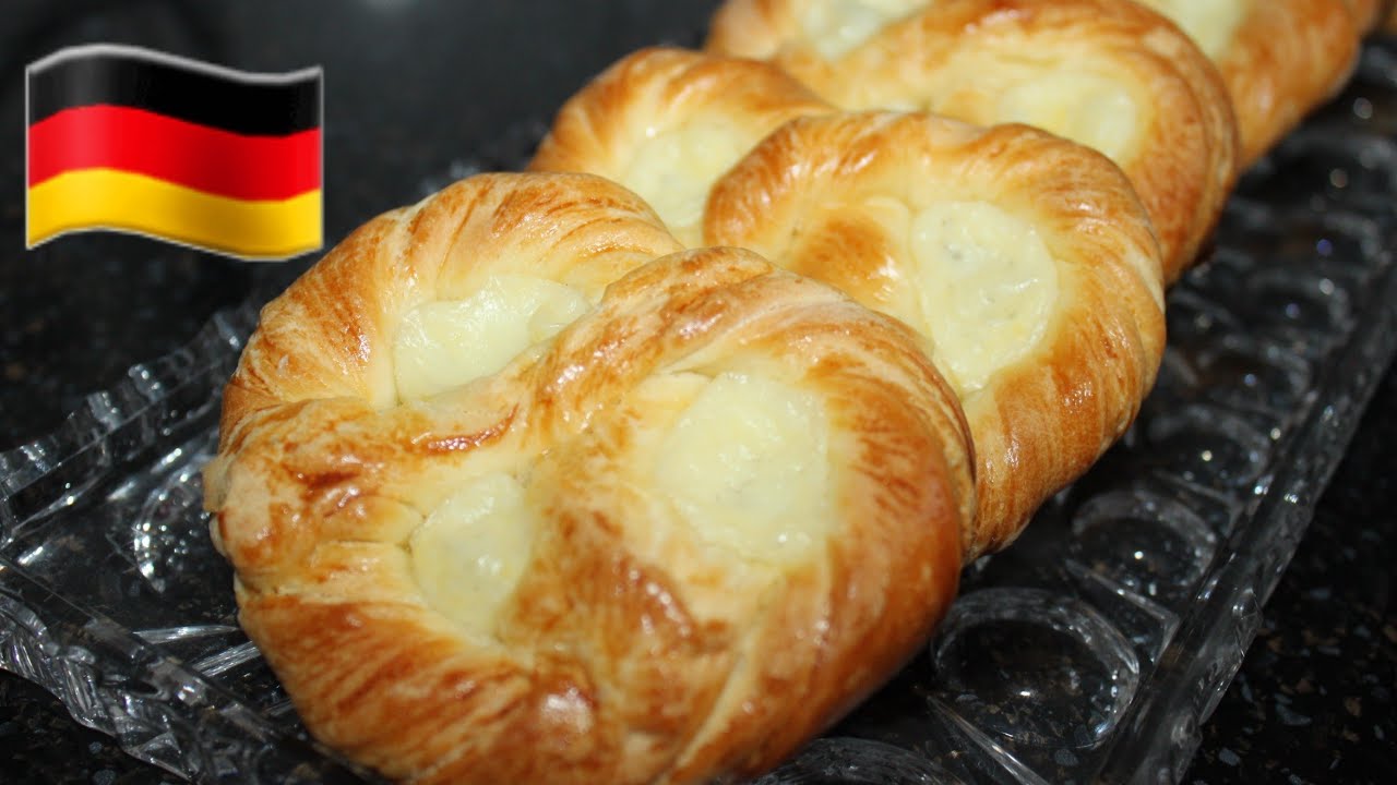 PuddingBrezel ,Saftige Hefeteilchen mit einer Puddingfüllung