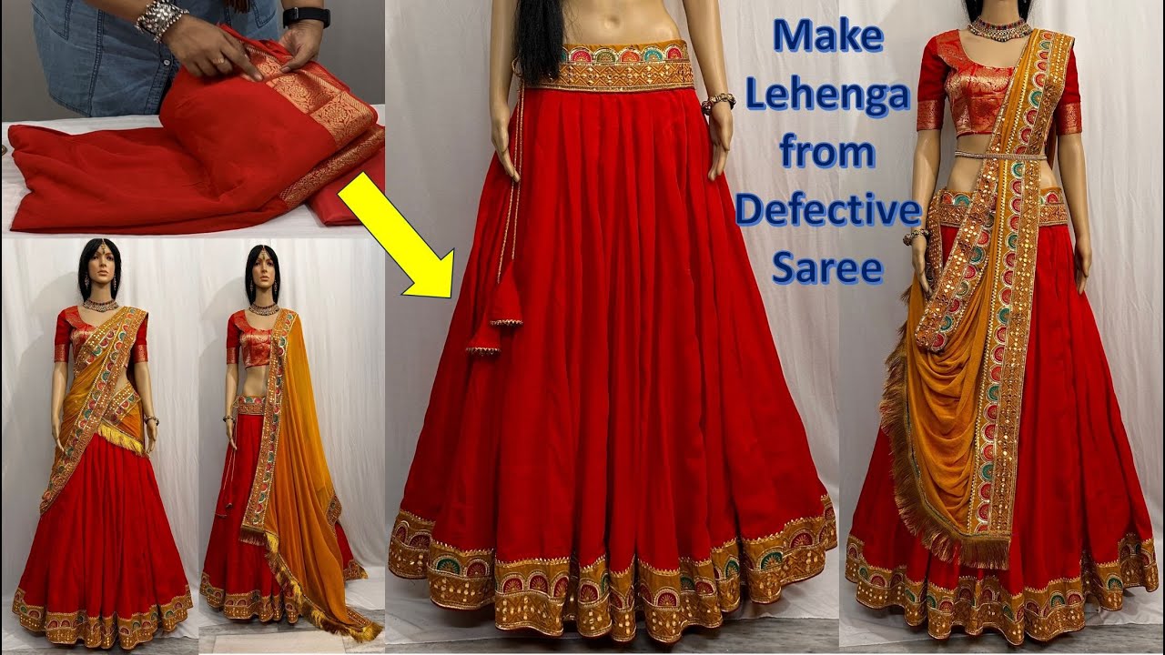 Make Designer Lehenga From Defective Saree-कटी-फटी साड़ी का  Reuse करना सीखें I