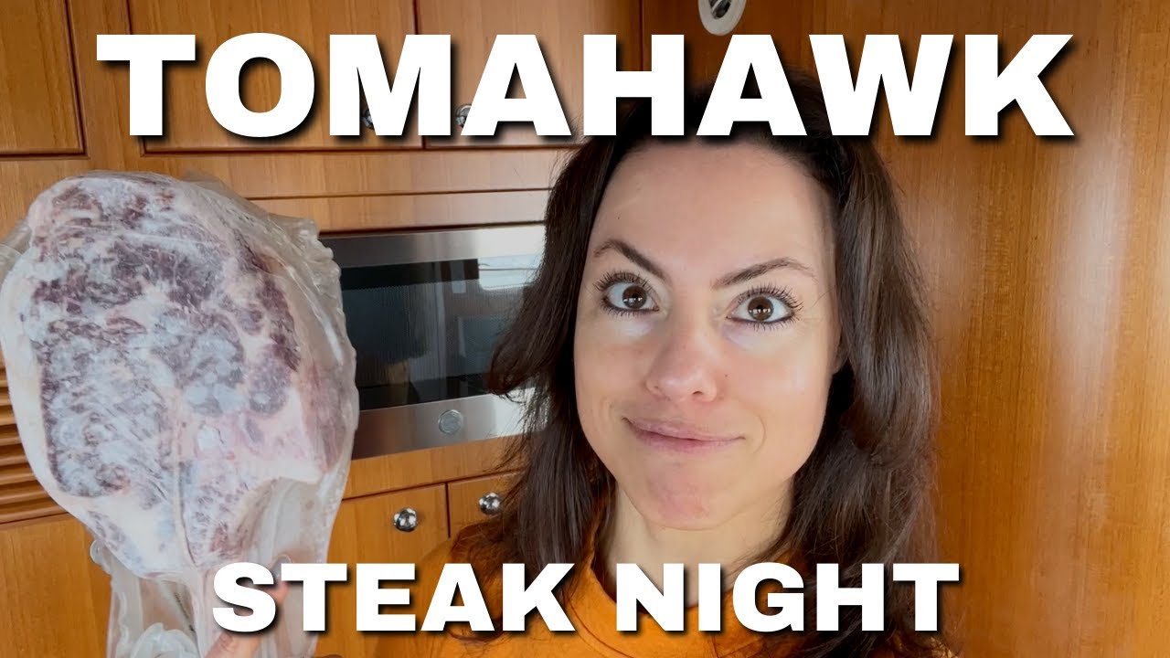 We cooked a giant TOMAHAWK steak on our Nordhavn 43 trawler! [MV FREEDOM SEATTLE]