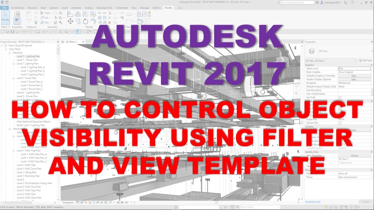 REVIT MEP 2017: HOW TO CONTROL OBJECT VISIBILITY USING FILTER AND VIEW TEMPLATE
