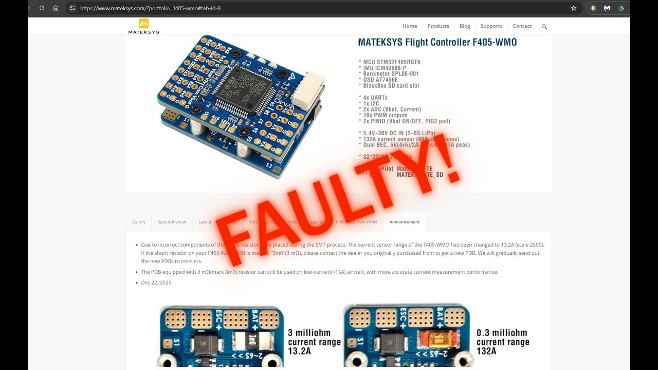 Your Matek F405-WMO FC may be FAULTY!