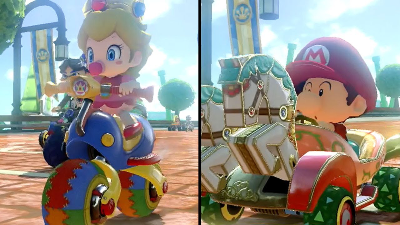 Mario Kart 8 Deluxe - Multiplayer - Mushroom Cup 200cc - Baby Peach vs Baby Mario