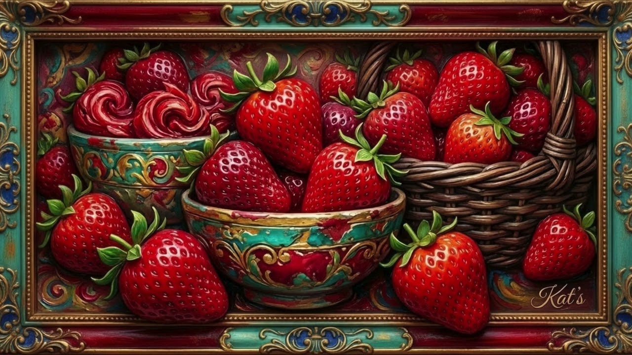 Luscious Red Strawberries | 4K 3D Frame TV Art | screensaver | 4K 3D Fresas rojas y suculentas |