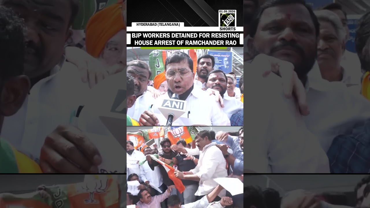 Hyderabad:BJP workers detained after protest over house arrest of state BJP President Ramchander Rao