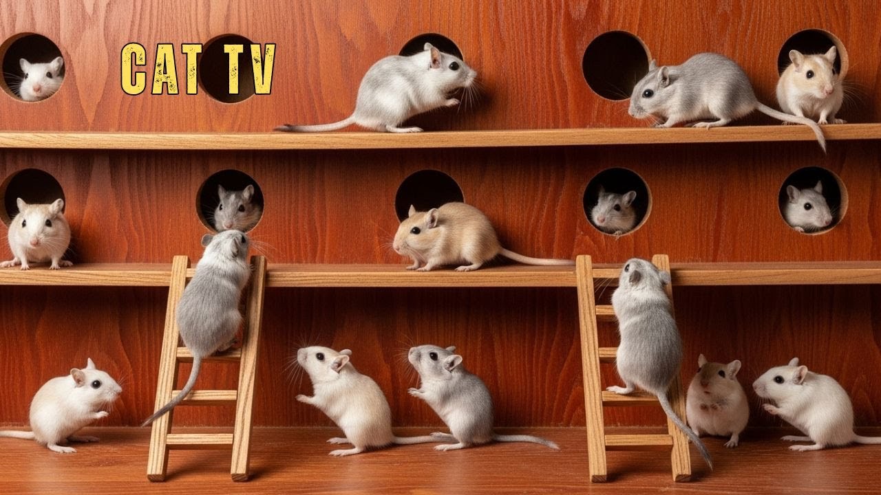 Cat TV 🐾 Mouse Playground | Ladders, Leaps & Squeaky Fun for cats to watch 8 Hours 4K 60fps