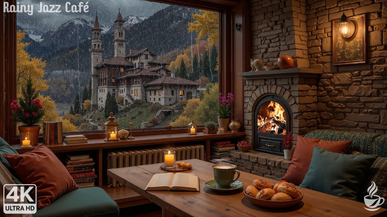 Расслабляющая джазовая фортепианная музыка под дождем – атмосфера камина для снятия стресса