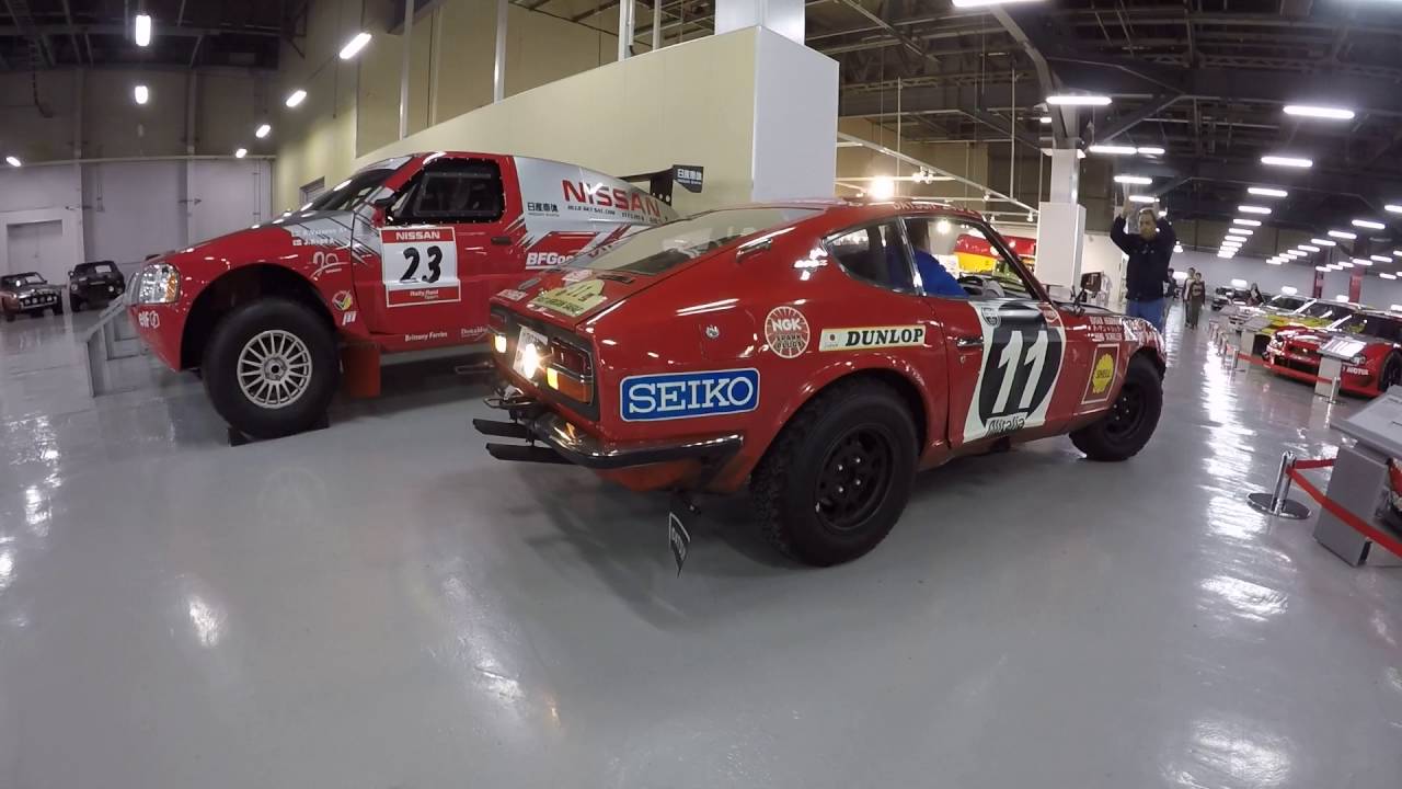 Edgar Hermann's rally winning Datsun 240z coming in to nissan heritage museum