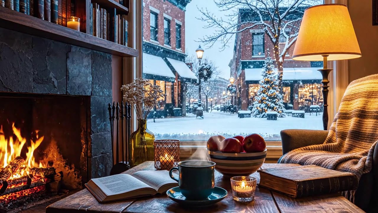 Snow Outside, Jazz Inside 🔥 Cozy Café Ambience for Focused Work & Study