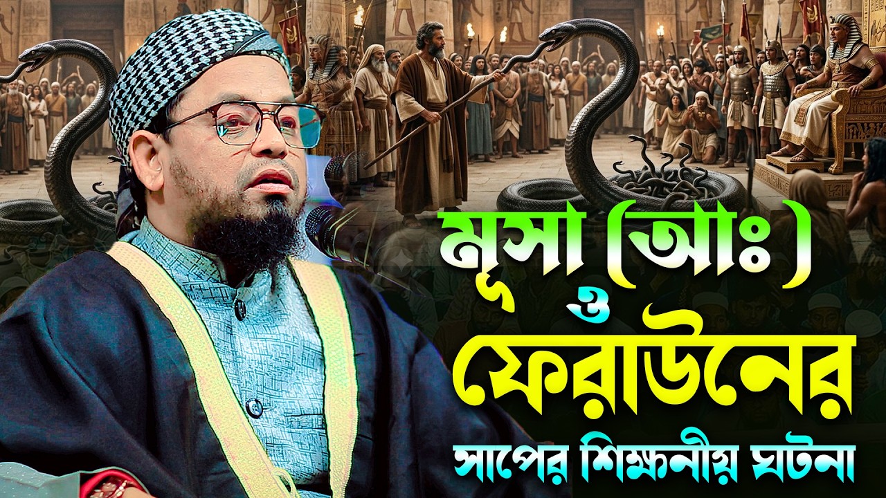 মূসা (আঃ )  ও ফেরাউনের সাপের শিক্ষনীয় ঘটনা। মুফতী আলীনুর আহমদ হাদী শাপলাগন্জী 01729496891