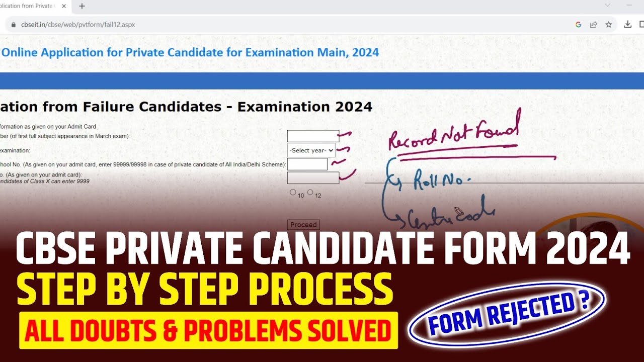 How To Fill CBSE Private Candidate Form 2024 (All Doubts & Problems Solved) | Form Rejected ?