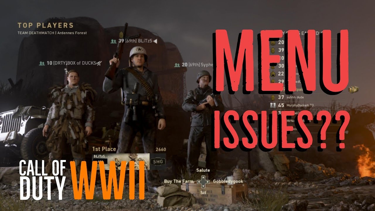 CoD:WW2 Patch Update and Menu Problems