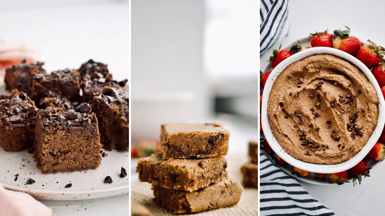 3 POSTRES CON LEGUMBRES | Brownies de fríjoles negros, blondies de garbanzo y hummus de chocolate