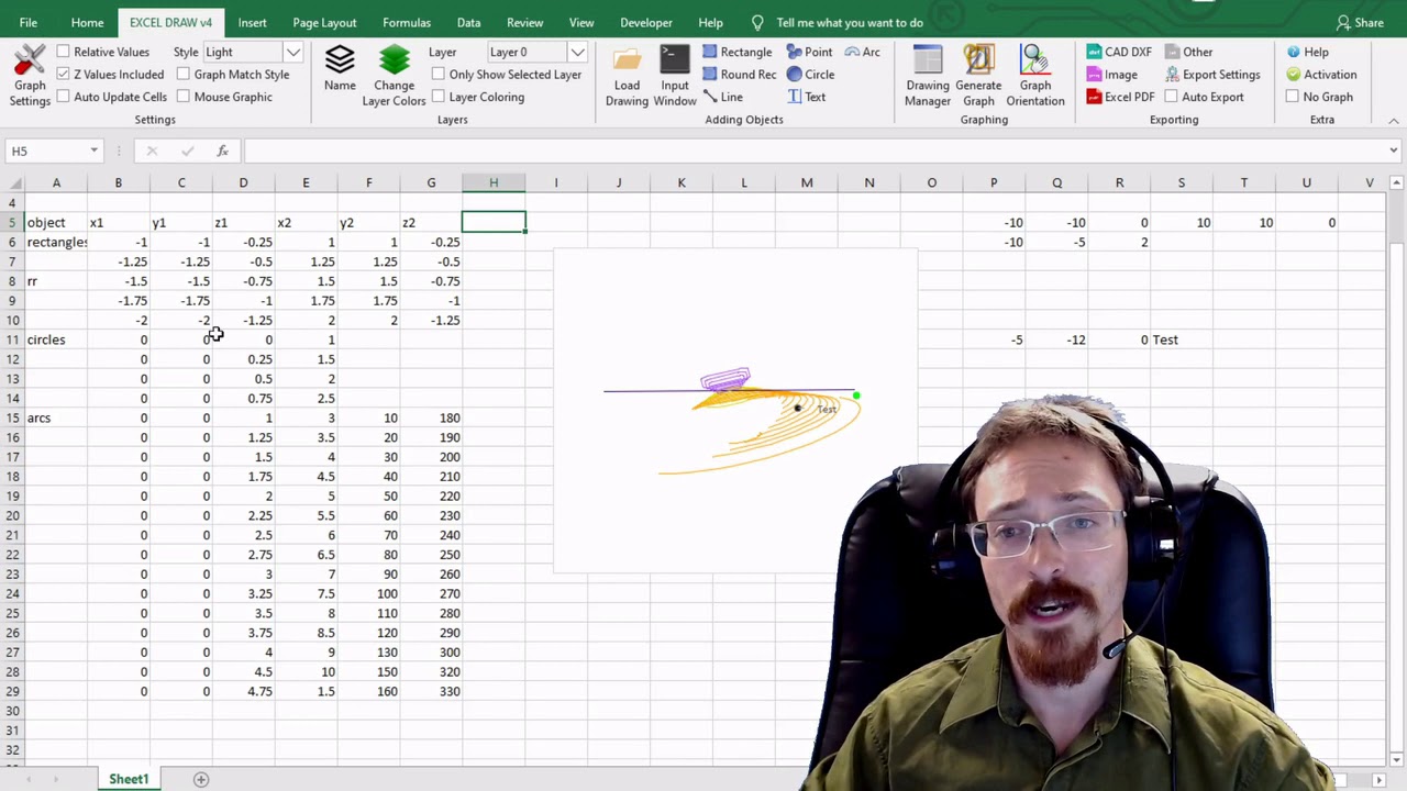 Excel Draw v4 Course 6 - Settings and Layers - Colors, Layers, Styles - CAD inside Microsoft Excel