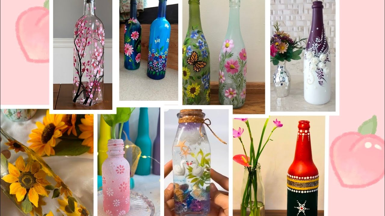 Creative bottle art ideas/How to paint bottle / most beautiful glass painting ideas /Aleena Drawing 