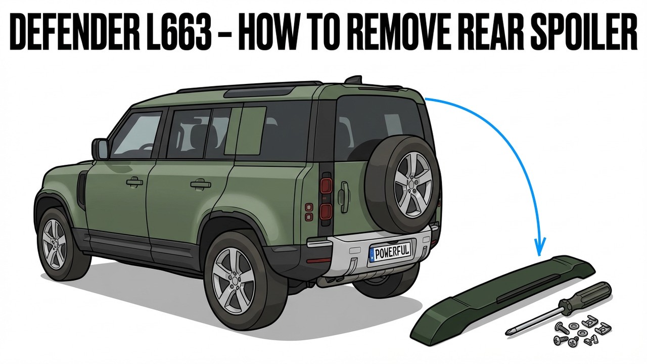 Как снять заводской задний спойлер с нового Land Rover Defender L663 (замена стоп-сигнала и т.д.)