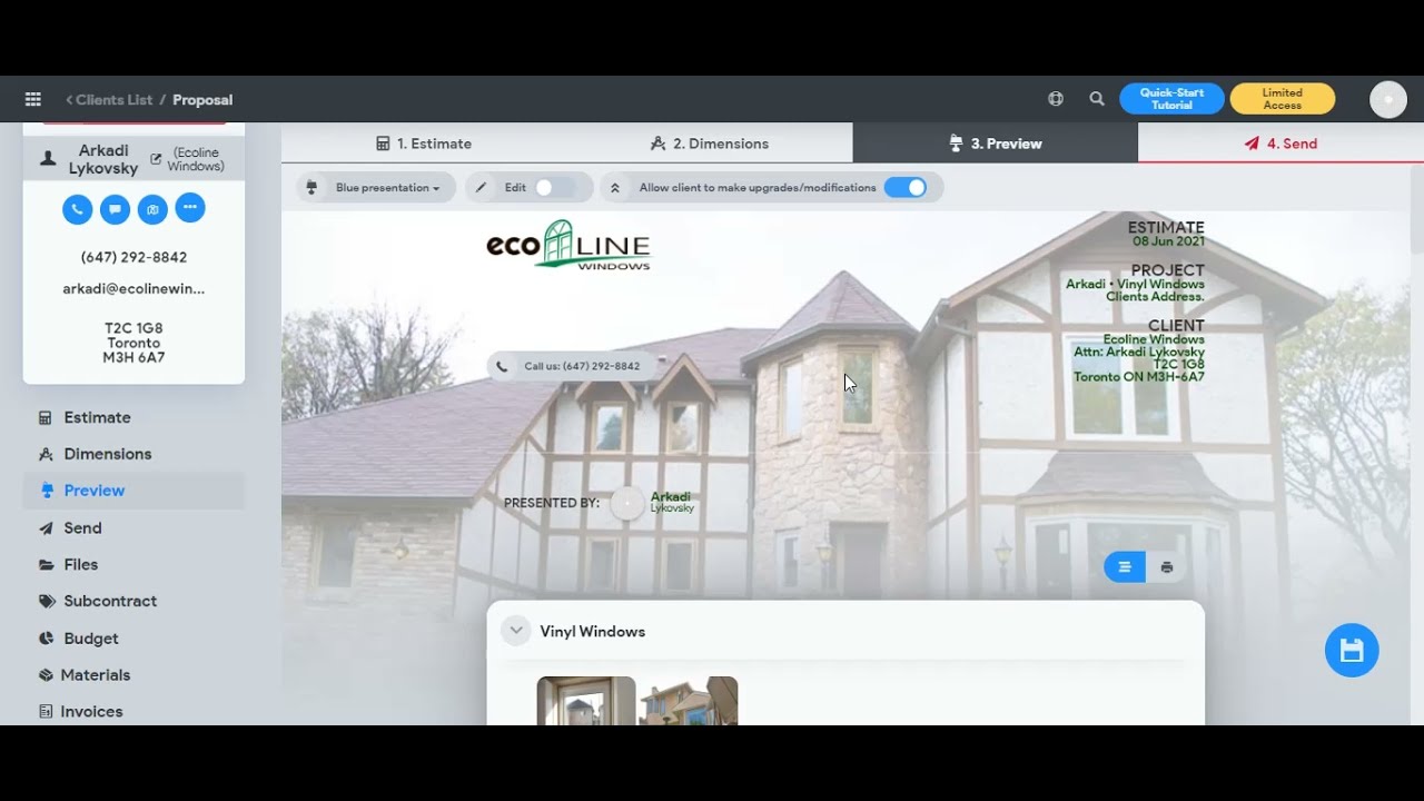 Window Estimating Software With Upgrades & Real-time Selections