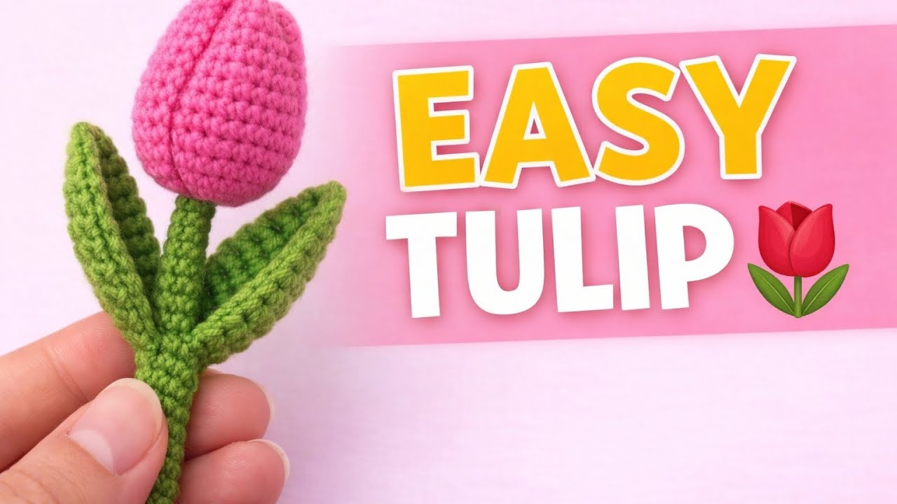 How to Crochet a Tulip Flower 🌷 | Easy Beginner Friendly Crochet Tutorial