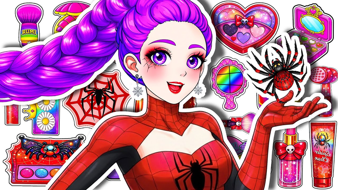 💖Paper DIY💖KPOP DEMON HUNTERS RUMI Spider Colorful Hair +Skincare +Makeup+Fashion Blind Bag Unboxing