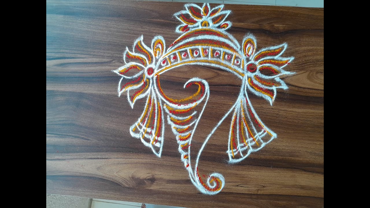 Sri Vishnu Shankha- Rangoli by Sow. Vasudha Kandagal, Pune, Maharashtra