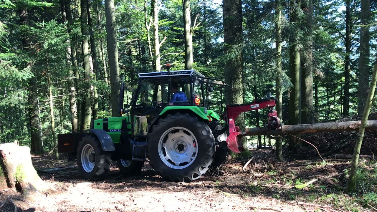 Holz rücken am Hang mit DX3.50 und Auer Rückezange